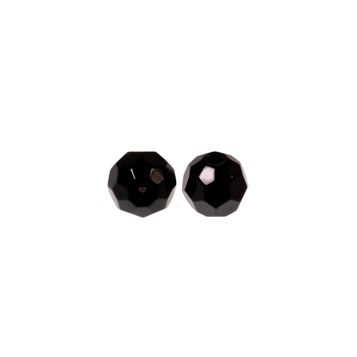 Zeck Faceted Glass Beads Black 8mm
