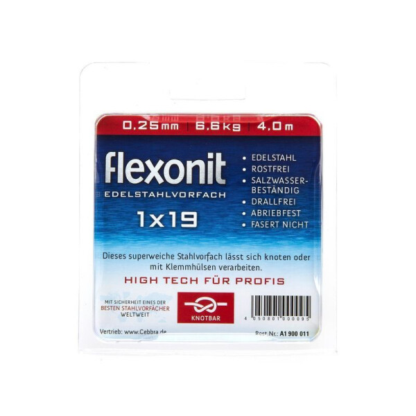 Flexonit Stahlvorfach 1x19 Meterware - 4m Edelstahl Vorfach 0.25mm 6.6kg
