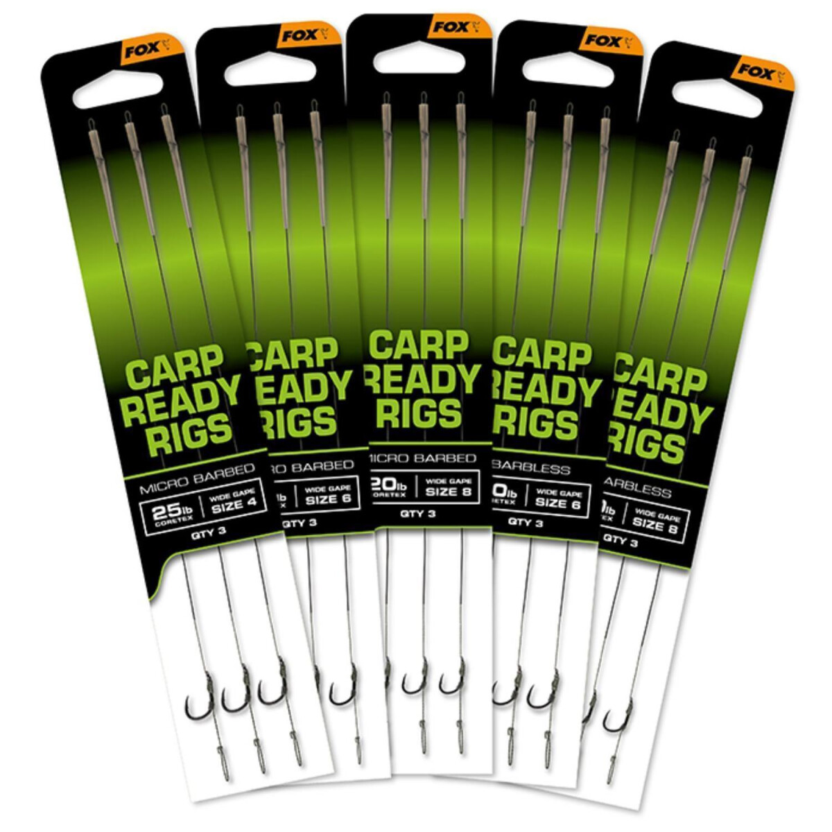 Fox Carp Ready Rigs x 3 - Wide Gape Gr.  box
