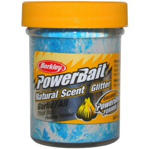 Berkley PowerBait Natural Glitter Trout Bait Neon Blue White