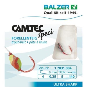 Balzer Camtec Speci Forellenteig Rot 140cm 0,18mm Gr. 6