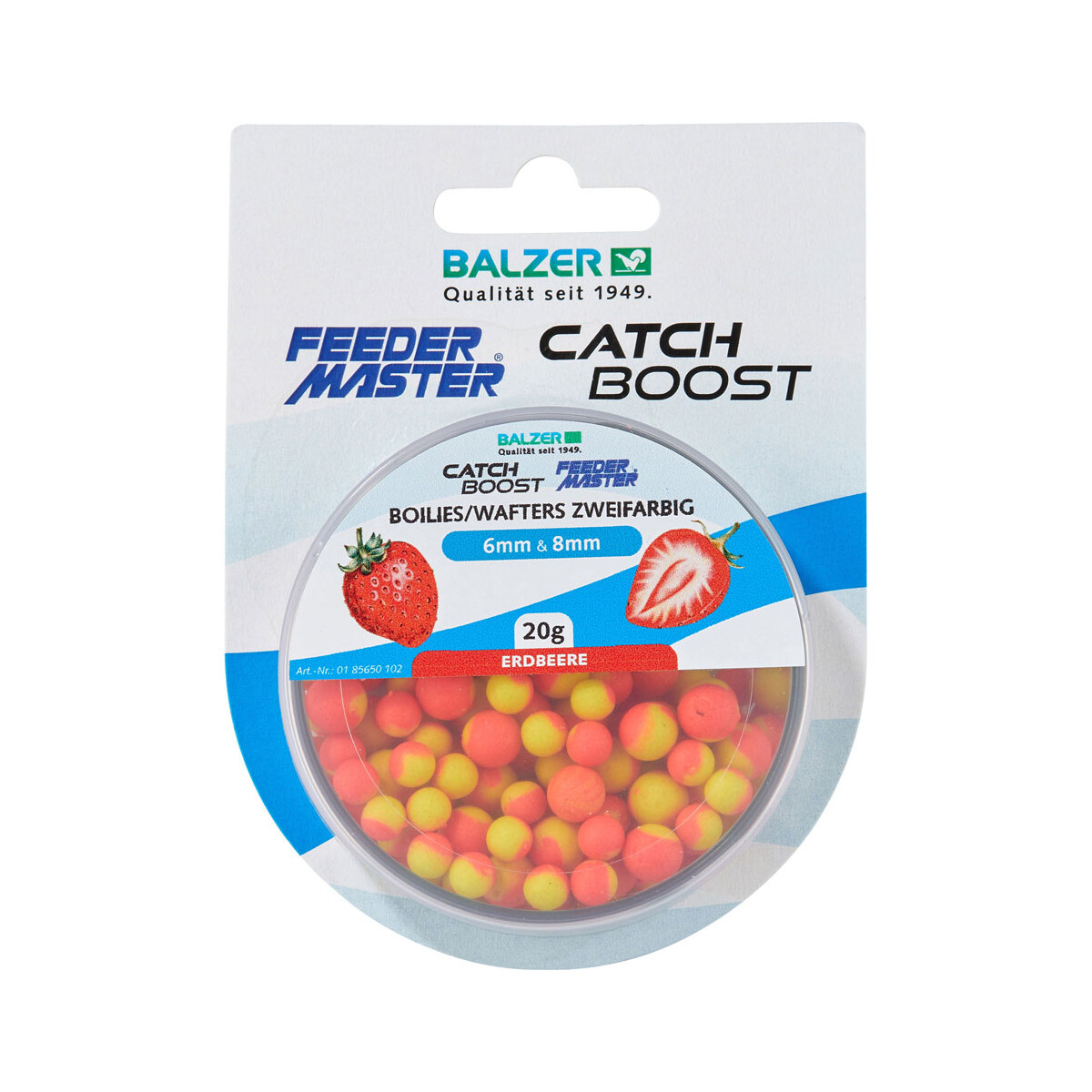 Balzer Catch Boost Method Feeder Boilies (Wafter) Zweifarbig 6 & 8mm Erdbeere