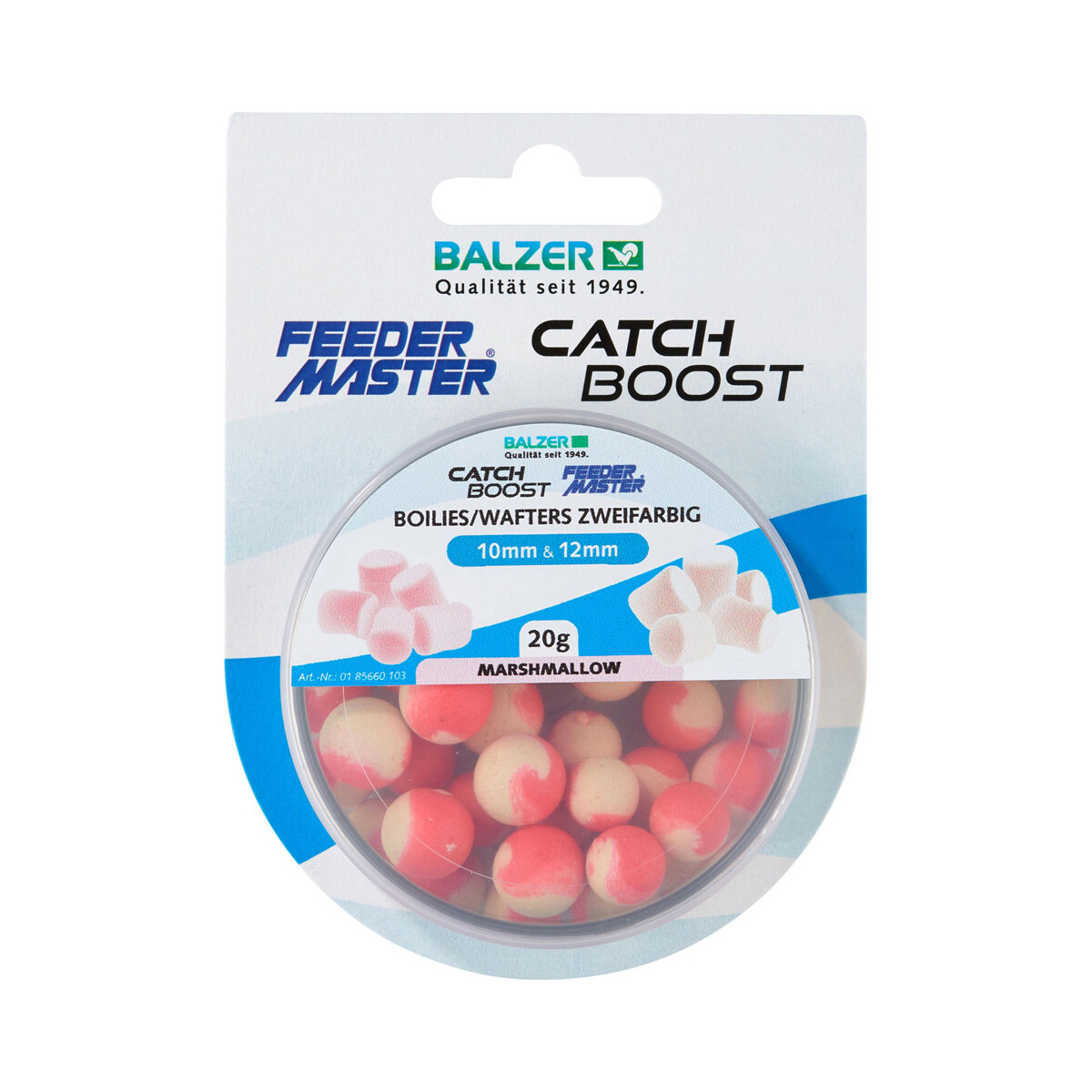 Balzer Catch Boost Method Feeder Boilies (Wafter) Zweifarbig 10 & 12mm Marshmellow