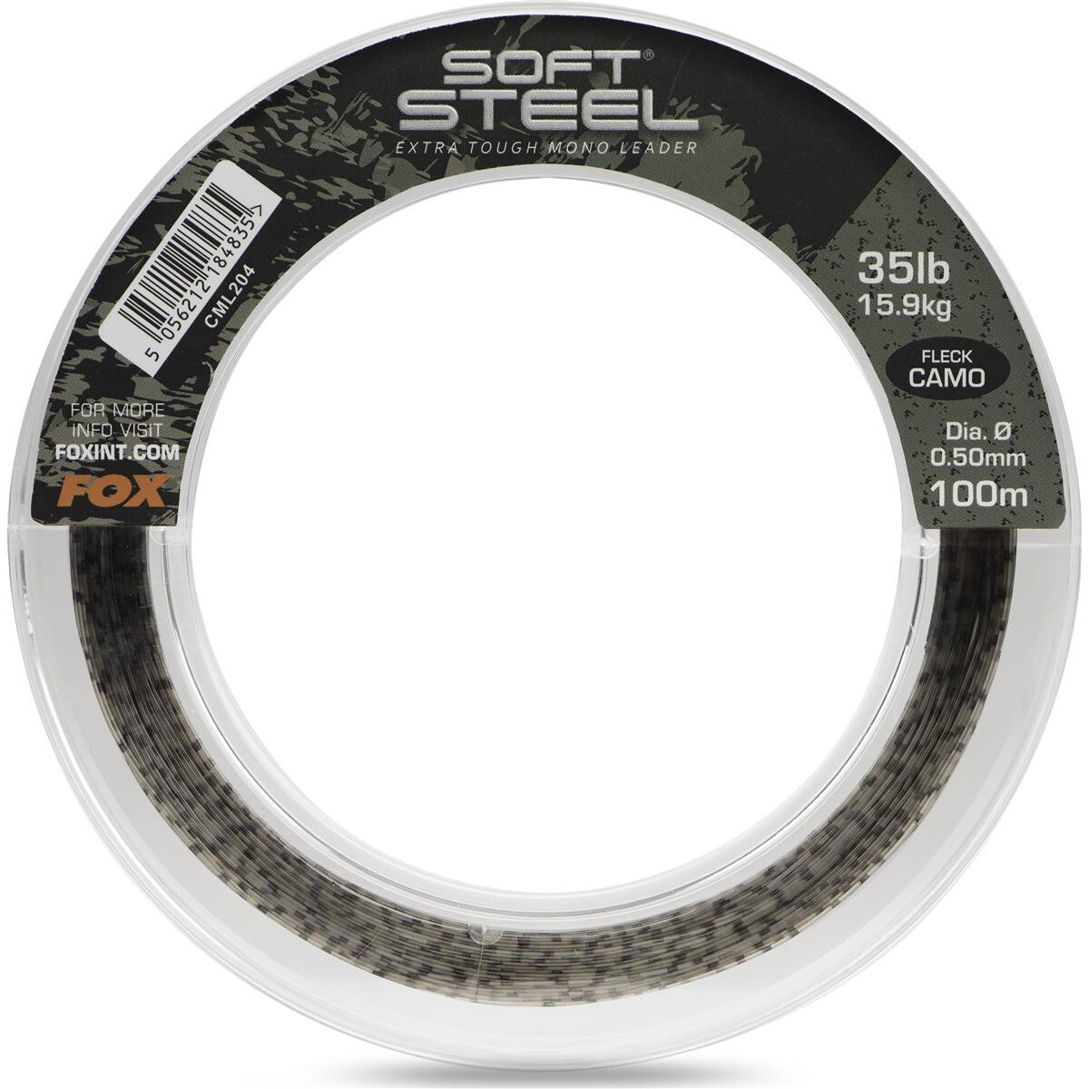 Fox Soft Steel Fleck Camo Leader 35lb 15.9kg 0.50mm 100m